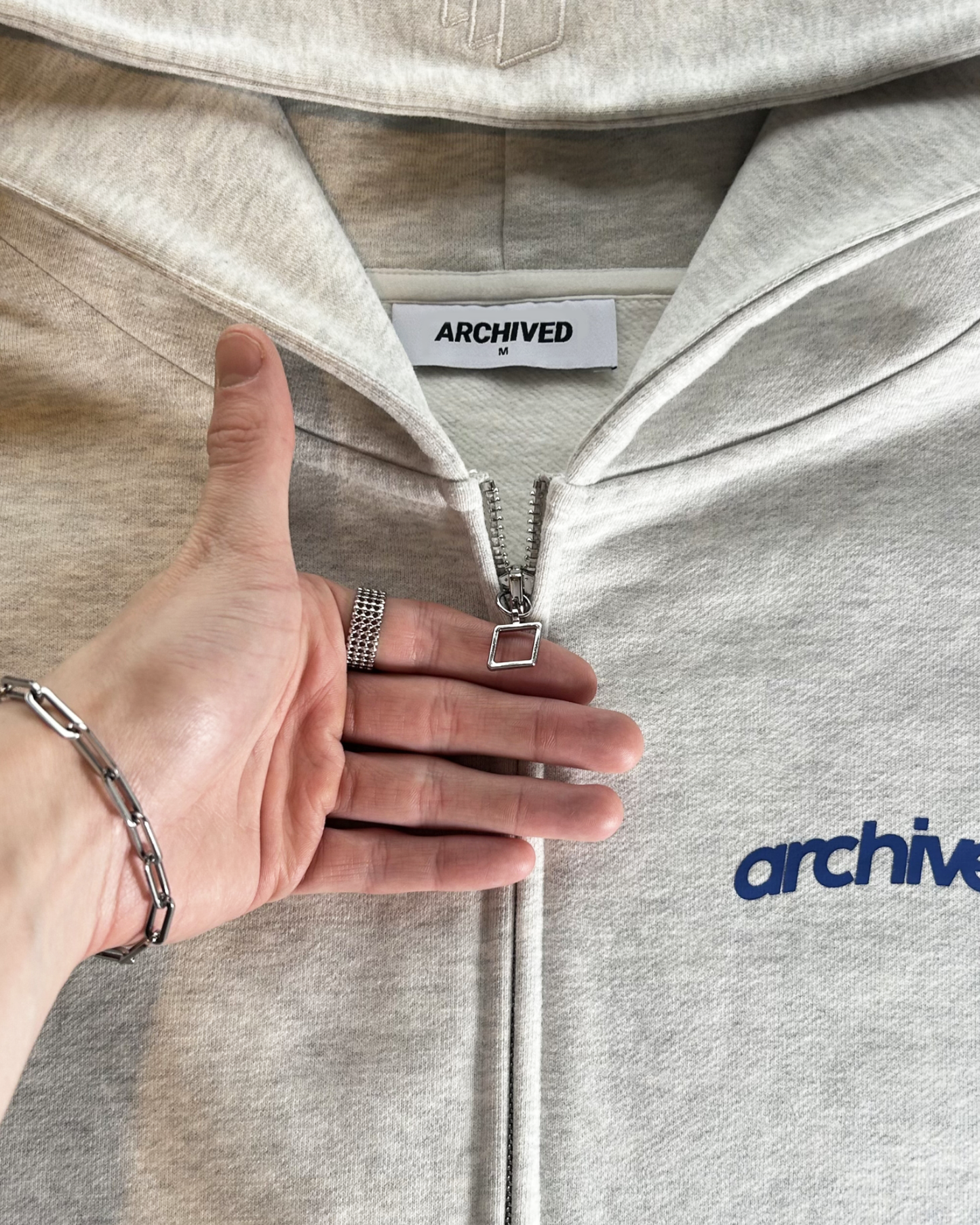 Dust Grey Zip Hoodie